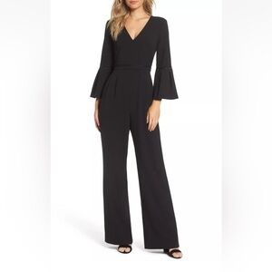 ELIZA J Bell Sleeve Wide Leg JUMPSUIT SIZE 2, BLACK from NORDSTROM